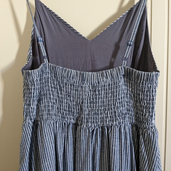 Miss Valley High low ruffle pinstripe strappy sun dress Sz 10 - Picture 3 of 9